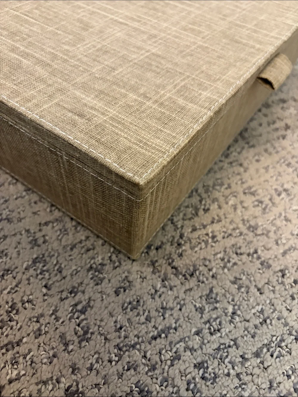 Beige Jewelry Organizer Box with Ring Rolls and Compartments